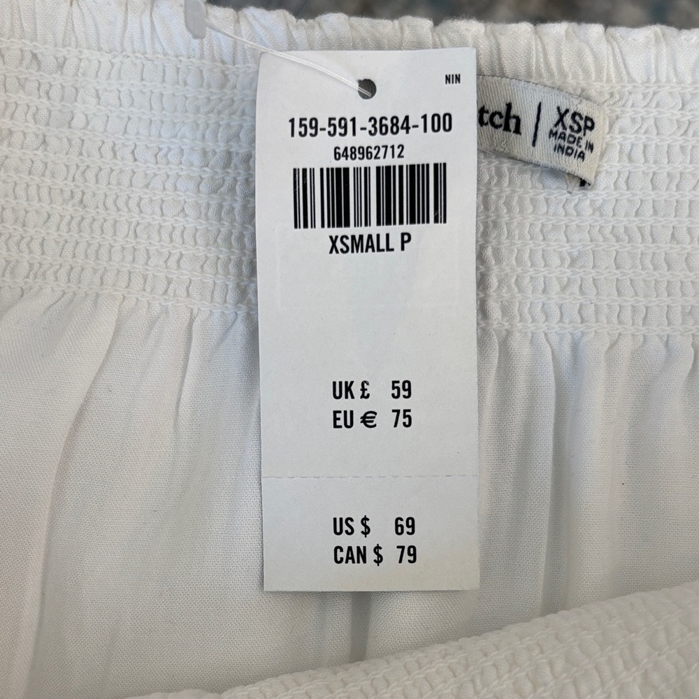 Abercrombie & Fitch White Smocked Square Neck Mini Dress NWT Size  XSP - Picture 12 of 16